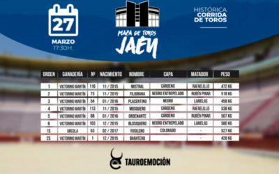 JAEN – Sorteo – RAFAELILLO fera son retour face à « Mistral » de Victorino Martin